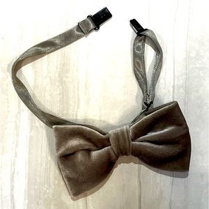 Velvet Silver Sage Green Boys Bow tie - adjustable clasp closure